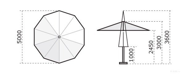 Зонт профессиональный телескопический Ø5 м Palladio Telescopic