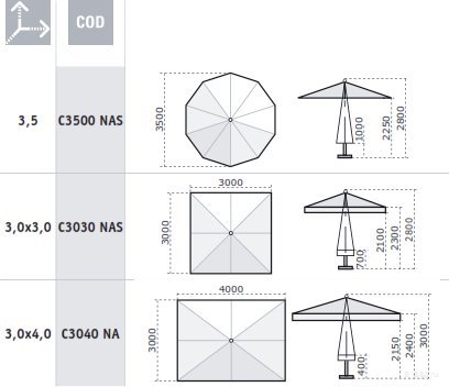 Зонт профессиональный Ø3.5 м Napoli Standard