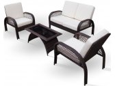 Комплект плетеной мебели KVIMOL КМ-0388 сталь, искусственный ротанг, стекло коричневый, светло-бежевый Фото 1