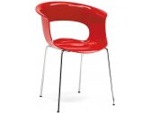 Кресло пластиковое Scab Design Miss B Antishock сталь, поликарбонат хром, красный Фото 1