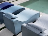 Шезлонг-лежак дизайнерский Grattoni Breeze алюминий, ткань sunbrella белый, синий Фото 2