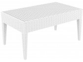 Столик пластиковый плетеный журнальный Siesta Contract Miami Lounge Table стеклопластик белый Фото 1