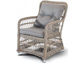 Кресло плетеное 4SIS Цесена алюминий, искусственный ротанг, ткань серо-соломенный Фото 1