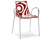 Кресло прозрачное Scab Design Wave сталь, технополимер хром, красный Фото 1