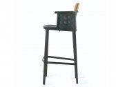 Кресло металлическое барное Ethimo Nicolette алюминий, тик черный, натуральный Фото 12