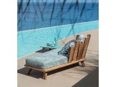 Лежак деревянный правый с подушкой Ethimo Rafael мореный тик, полипропилен мореный тик, голубой Фото 11