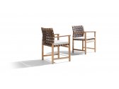 Кресло деревянное плетеное Tribu Vis a Vis тик, тканевые ремни Фото 9
