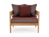 Кресло деревянное с подушками Garden Relax Kobo тик, олефин натуральный, винный Фото 2
