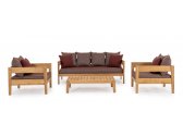 Кресло деревянное с подушками Garden Relax Kobo тик, олефин натуральный, винный Фото 6