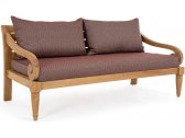 Диван деревянный с подушками Garden Relax Karuba тик, олефин натуральный, винный Фото 1