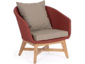 Кресло плетеное с подушкой Garden Relax Coachella тик, роуп, олефин натуральный, алый Фото 1