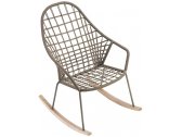 Кресло-качалка плетеное Gaber Sanela металл, дуб, роуп Фото 1