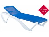 Шезлонг-лежак пластиковый Resol Marina Beach полипропилен, стекловолокно, текстилен белый, синий Фото 1