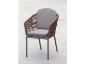 Кресло плетеное с подушками Tagliamento Favorita алюминий, роуп, акрил антрацит, темно-коричневый, темно-серый Фото 4