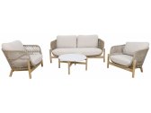 Комплект деревянной плетеной мебели Tagliamento Talara акация, роуп, олефин, искусственный камень бежевый, лен Фото 8