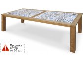 Стол деревянный обеденный PLM Design Balmes тик, гидравлическая плитка тик, синий Фото 1