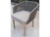 Кресло деревянное плетеное Tagliamento Flores акация, алюминий, роуп, полиэстер натуральный Фото 1