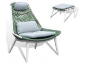 Кресло-шезлонг с пуфом Grattoni Como алюминий, роуп, олефин белый, зеленый, бежевый Фото 1