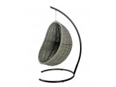Кресло плетеное подвесное DW Cocoon сталь, искусственный ротанг, полиэстер серый Фото 7