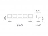 Система сидений на 5 мест PEDRALI Kuadra XL сталь, фанера, шпон Фото 2