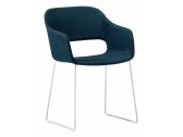 Кресло с мягкой обивкой на полозьях PEDRALI Babila сталь, полипропилен, ткань белый, темно-синий Фото 1