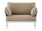 Кресло с подушками PEDRALI Reva P алюминий, ткань белый, песочный Фото 1