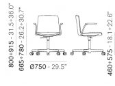 Кресло офисное на колесах PEDRALI Noa алюминий, поликарбонат, ткань черный, серый Фото 2