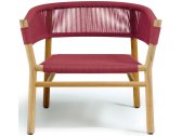 Кресло лаунж деревянное плетеное Ethimo Kilt тик, роуп натуральный тик, рубиново-винный Фото 1