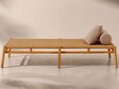 Лежак деревянный плетеный с подушками Ethimo Kilt тик, роуп, ткань натуральный тик, песочный Фото 1