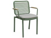 Кресло металлическое с подушкой Tagliamento Armona алюминий, тик, акрил зеленый, светло-серый Фото 1