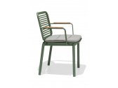 Кресло металлическое с подушкой Tagliamento Armona алюминий, тик, акрил зеленый, светло-серый Фото 7