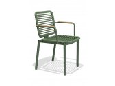 Кресло металлическое с подушкой Tagliamento Armona алюминий, тик, акрил зеленый, светло-серый Фото 9