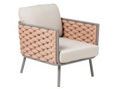 Кресло плетеное RosaDesign Manhattan алюминий, роуп, ткань антрацит, розовый Фото 1