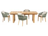 Комплект обеденной мебели RosaDesign Dakota тик, алюминий, роуп, ткань натуральный, пустынный микс, серебристая тортора Фото 1