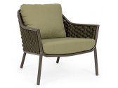 Лаунж-кресло плетеное с подушкой Garden Relax Everly алюминий, роуп, олефин коричневый, зеленый, оливковый Фото 1