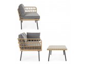 Комплект металлической лаунж мебели Garden Relax Burrel сталь, искусственный ротанг, полиэстер, стекло черный, натуральный, серый Фото 5