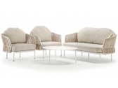 Комплект лаунж мебели Grattoni Soho алюминий, роуп, олефин белый, бежевый Фото 1