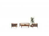 Комплект деревянной плетеной мебели Tagliamento Knob ироко, роуп, ткань Фото 4