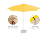 Зонт пляжный с базой на колесах THEUMBRELA SEMSIYE EVI Kiwi Clips&Base алюминий, олефин белый, желтый Фото 3