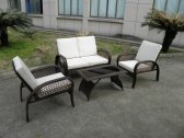Комплект плетеной мебели KVIMOL КМ-0388 сталь, искусственный ротанг, стекло коричневый, светло-бежевый Фото 3