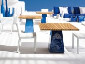 Стол деревянный обеденный Gervasoni InOut 35 тик, керамика синий, коричневый Фото 5