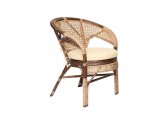 Кресло плетеное с подушкой Ecodesign Пеланги натуральный ротанг, рогожка темно-коричневый Фото 1