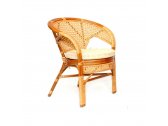 Кресло плетеное с подушкой Ecodesign Пеланги натуральный ротанг, рогожка коньяк Фото 1