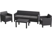 Комплект пластиковой мебели Keter Orlando set with 3 seat sofa пластик с имитацией плетения графит Фото 1