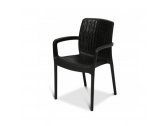 Кресло пластиковое KAYAPLAS пластик с имитацией плетения черный Фото 1