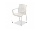 Кресло пластиковое KAYAPLAS пластик с имитацией плетения белый Фото 1