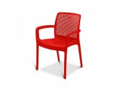 Кресло пластиковое KAYAPLAS пластик с имитацией плетения красный Фото 1