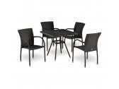 Комплект плетеной мебели Afina T283BNT-W2390/Y282A-W52 Brown 4Pcs искусственный ротанг, сталь коричневый, черный Фото 1