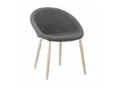 Кресло пластиковое с обивкой Scab Design Natural Giulia Pop сталь, ясень, технополимер, ткань серый Фото 1