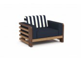 Кресло лаунж деревянное SEALINE тик, ткань для улицы, металл светлое дерево Фото 3